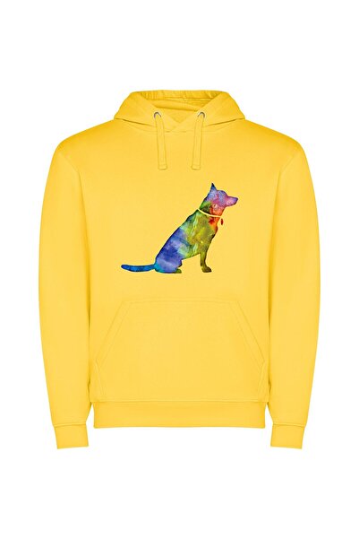 iLovePrints Luminous Sitting Shepherd: A Digital Watercolor Φούτερ με κουκούλ...