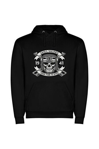 iLovePrints Ethereal Skull Renderings Φούτερ με κουκούλα σε χρώμα Μαύρο