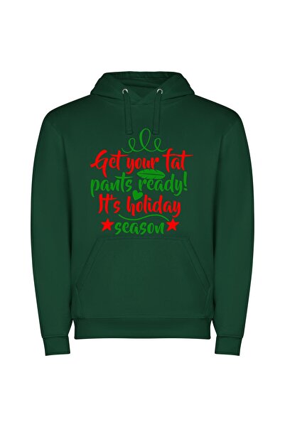 iLovePrints Holiday Feast Fashion Φούτερ με κουκούλα σε χρώμα Πράσινο