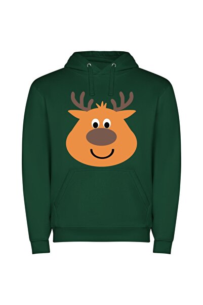 iLovePrints Anthro Deer Clipart Φούτερ με κουκούλα σε χρώμα Πράσινο