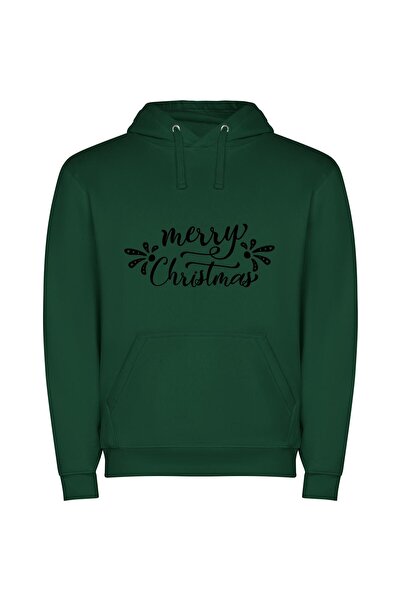 iLovePrints Festive Inked Greeting Φούτερ με κουκούλα σε χρώμα Πράσινο