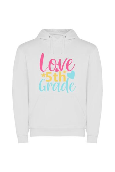 iLovePrints Grade School Love Art Φούτερ με κουκούλα σε χρώμα Λευκό