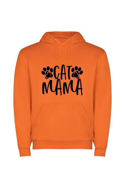iLovePrints Purrfect Cat Logo Design Φούτερ με κουκούλα σε χρώμα Πορτοκαλί