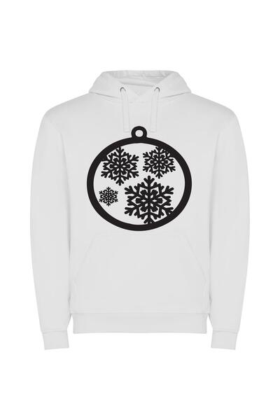 iLovePrints Hyper Detailed Snowflake Ornament Φούτερ με κουκούλα σε χρώμα Λευκό