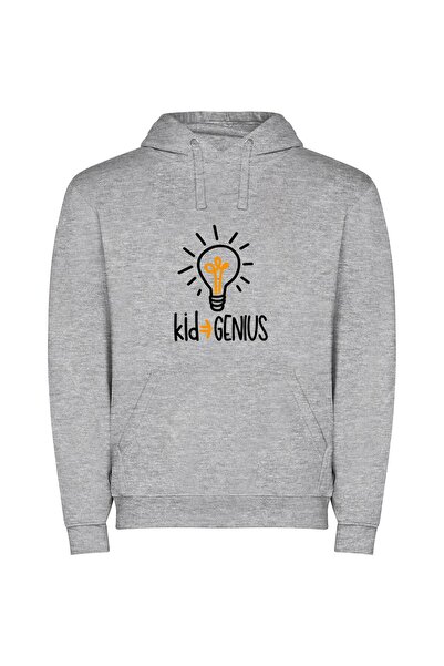 iLovePrints Genius Glow: Next-Gen Design Φούτερ με κουκούλα σε χρώμα Γκρι