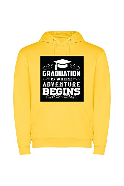 iLovePrints Adventure: Graduation Commences Φούτερ με κουκούλα σε χρώμα Κίτρινο