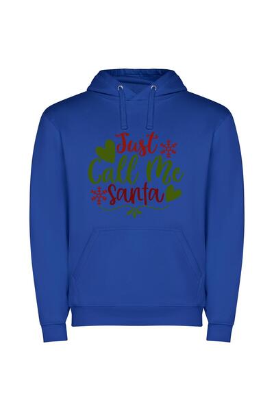 iLovePrints Santa's Merry Call Sign Φούτερ με κουκούλα σε χρώμα Μπλε