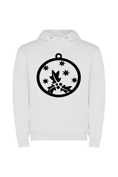 iLovePrints Stellar Black & White Φούτερ με κουκούλα σε χρώμα Λευκό
