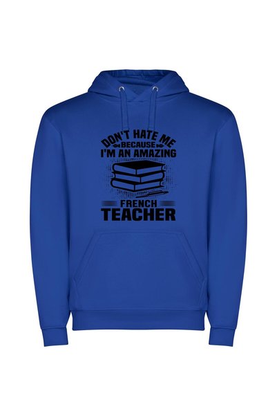 iLovePrints Fancy French Teacher's Poster Φούτερ με κουκούλα σε χρώμα Μπλε