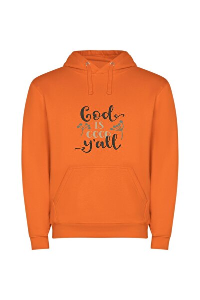 iLovePrints Divinely Good: Godly Style Φούτερ με κουκούλα σε χρώμα Πορτοκαλί