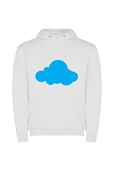 iLovePrints Blue Sky Storage Solution Φούτερ με κουκούλα σε χρώμα Λευκό