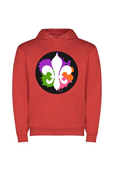 iLovePrints Mardi Ink: Color Splash Φούτερ με κουκούλα σε χρώμα Κόκκινο