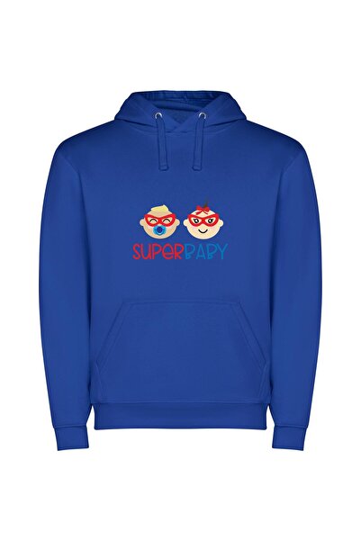 iLovePrints Superior Super Baby Cuteness Φούτερ με κουκούλα σε χρώμα Μπλε