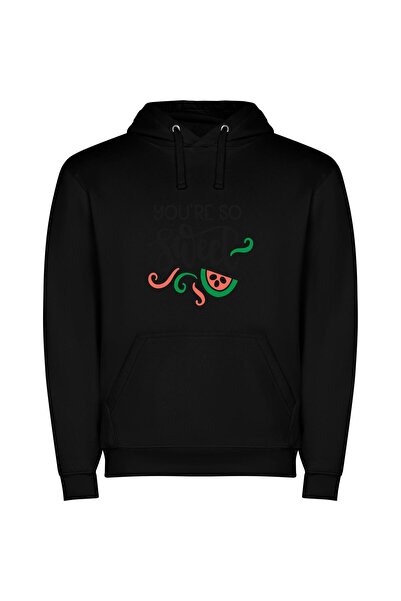 iLovePrints Sugar-coated Watermelon Delight Φούτερ με κουκούλα σε χρώμα Μαύρο