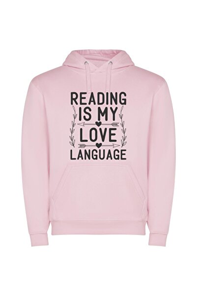 iLovePrints Lingual Passions: Art & Language Φούτερ με κουκούλα σε χρώμα Ροζ