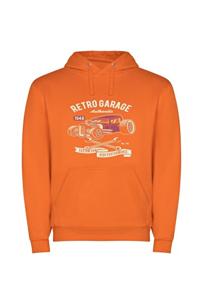 iLovePrints Retro Hotrod Number One Φούτερ με κουκούλα σε χρώμα Πορτοκαλί