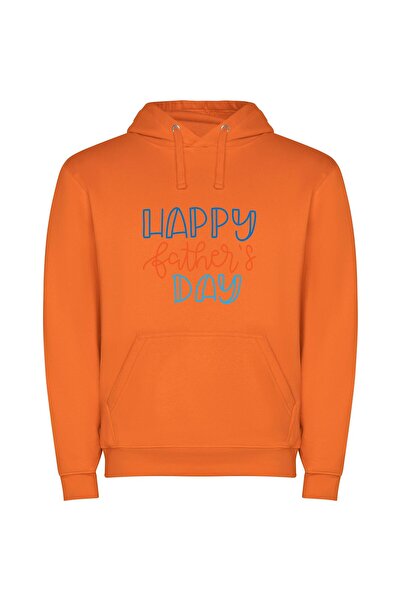 iLovePrints Beloved Dad, Happy Day Φούτερ με κουκούλα σε χρώμα Πορτοκαλί