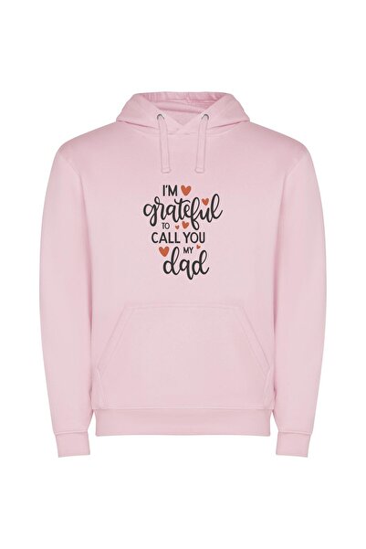 iLovePrints My Grateful Daddy Connection Φούτερ με κουκούλα σε χρώμα Ροζ