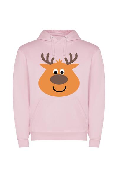 iLovePrints Anthro Deer Clipart Φούτερ με κουκούλα σε χρώμα Ροζ