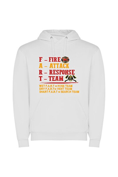 iLovePrints Flaming Response Team Shirt Φούτερ με κουκούλα σε χρώμα Λευκό