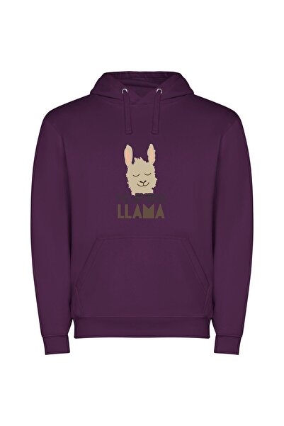 iLovePrints Alluring Llama: Drama-free & Cute Φούτερ με κουκούλα σε χρώμα Μωβ