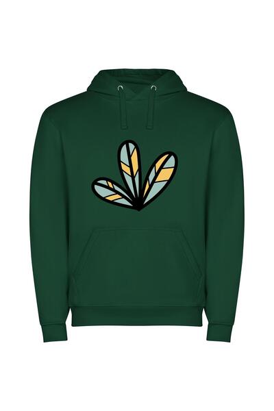 iLovePrints Colorful Plant Wings Φούτερ με κουκούλα σε χρώμα Πράσινο