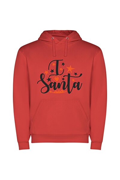 iLovePrints Santa's radiant beauty Φούτερ με κουκούλα σε χρώμα Κόκκινο