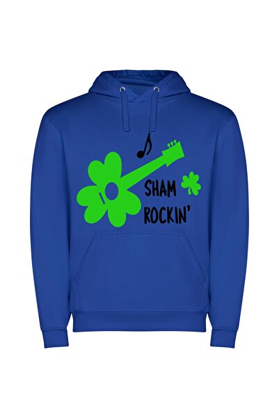 iLovePrints Shamrock Shaggy Rockin' Φούτερ με κουκούλα σε χρώμα Μπλε