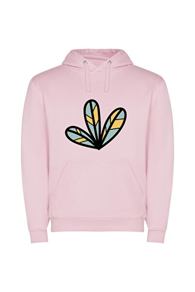 iLovePrints Colorful Plant Wings Φούτερ με κουκούλα σε χρώμα Ροζ