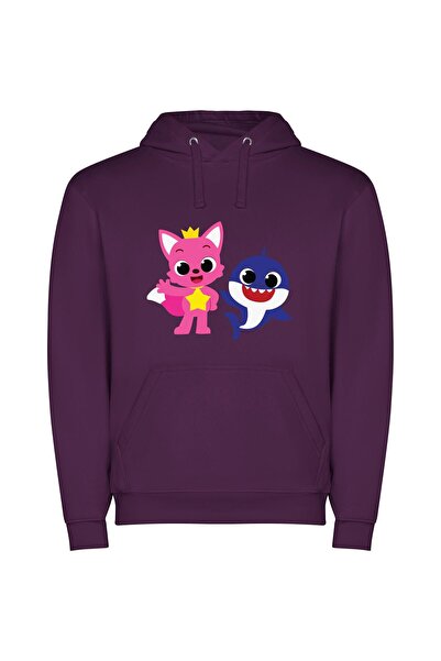 iLovePrints Cartoon Animal Fiesta Φούτερ με κουκούλα σε χρώμα Μωβ