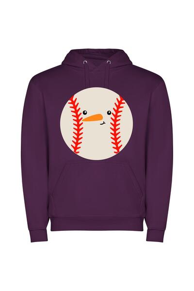 iLovePrints Round Face Sports Mascot Φούτερ με κουκούλα σε χρώμα Μωβ