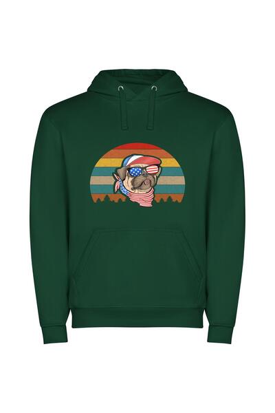 iLovePrints Cool Pup: Illustrative Vibrance Φούτερ με κουκούλα σε χρώμα Πράσινο