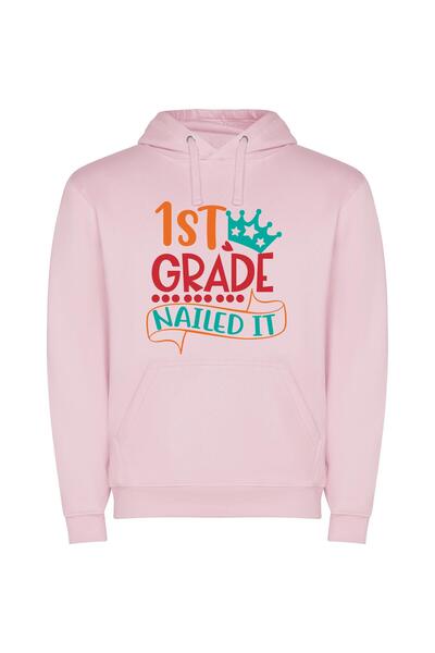 iLovePrints Design Perfection: 1st Grade Φούτερ με κουκούλα σε χρώμα Ροζ