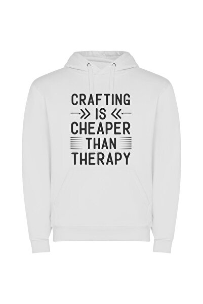 iLovePrints Crafting Serenity Φούτερ με κουκούλα σε χρώμα Λευκό