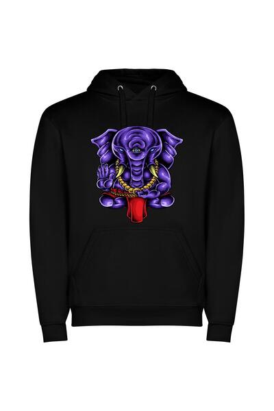 iLovePrints Colorful Ganesha: Majestic Elephant Φούτερ με κουκούλα σε χρώμα Μ...