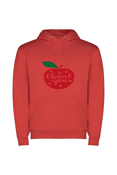 iLovePrints Grateful Apple Delight Φούτερ με κουκούλα σε χρώμα Κόκκινο