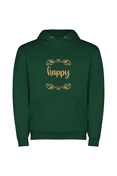iLovePrints Blissful Homebound Happiness Φούτερ με κουκούλα σε χρώμα Πράσινο