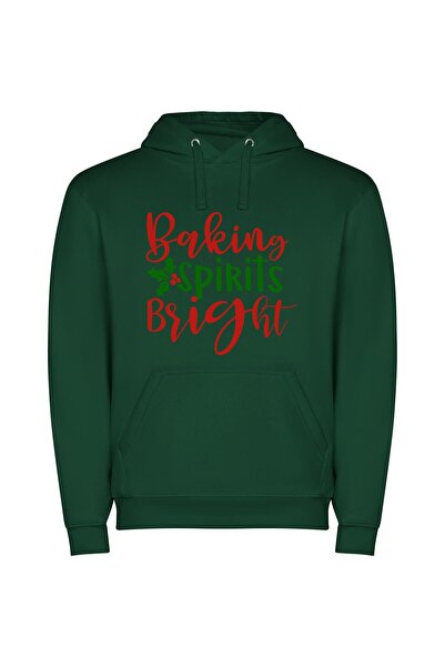 iLovePrints Twinkling Holiday Inspiration Φούτερ με κουκούλα σε χρώμα Πράσινο