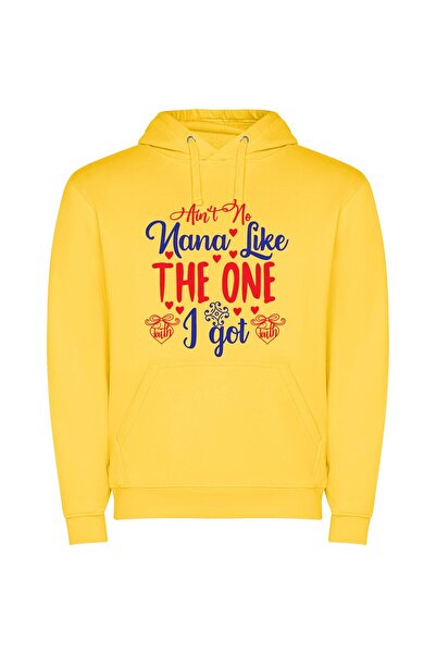 iLovePrints Bold Patriotic Mama Print Φούτερ με κουκούλα σε χρώμα Κίτρινο