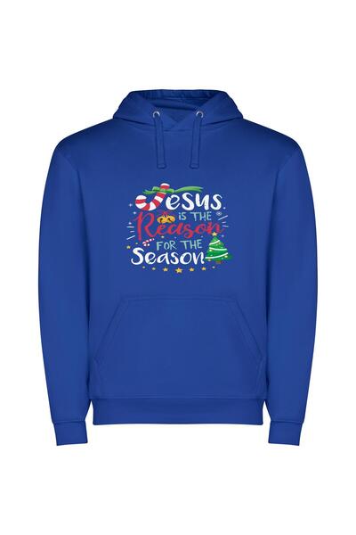 iLovePrints Holy Season Greetings Φούτερ με κουκούλα σε χρώμα Μπλε