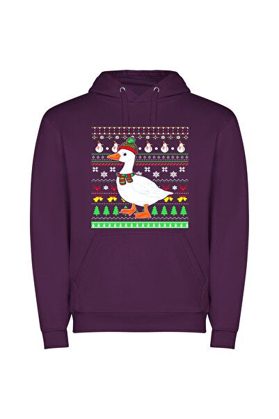 iLovePrints Festive Fowl Fashion Fiesta Φούτερ με κουκούλα σε χρώμα Μωβ