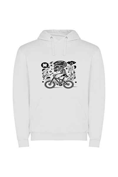 iLovePrints Eerie Monochrome Skeletons Φούτερ με κουκούλα σε χρώμα Λευκό