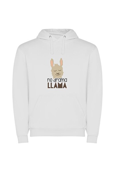 iLovePrints Alluring Llama: Drama-free & Cute Φούτερ με κουκούλα σε χρώμα Λευκό