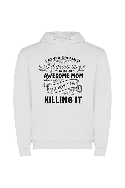 iLovePrints Unforeseen Supermom Triumph Φούτερ με κουκούλα σε χρώμα Λευκό