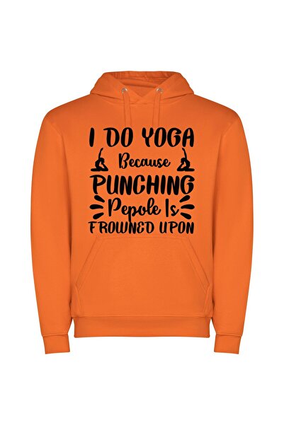 iLovePrints Profound Yoga, Panic-Free Φούτερ με κουκούλα σε χρώμα Πορτοκαλί