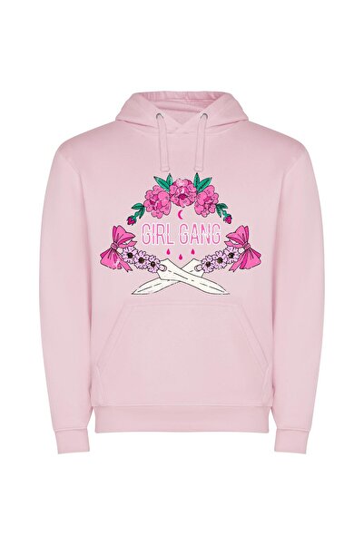 iLovePrints Blooming Noir Shears Φούτερ με κουκούλα σε χρώμα Ροζ