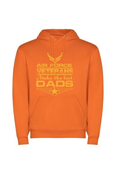 iLovePrints Proud Air Force Dads Φούτερ με κουκούλα σε χρώμα Πορτοκαλί