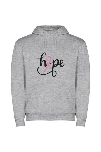 iLovePrints Pink Ribbon Hopeful Expression Φούτερ με κουκούλα σε χρώμα Γκρι