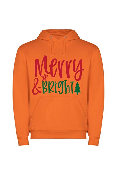iLovePrints Vibrant Holiday Illumination Φούτερ με κουκούλα σε χρώμα Πορτοκαλί