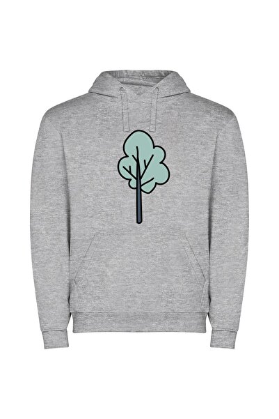 iLovePrints Stately Solitary Arboreal Elegance Φούτερ με κουκούλα σε χρώμα Γκρι